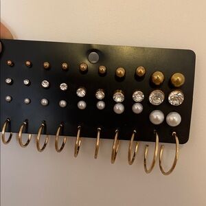 Gold and Pearl Earring Set